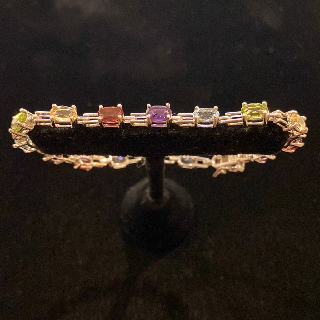 Sterling Silver Bracelet With Colored Cubic Zirconia